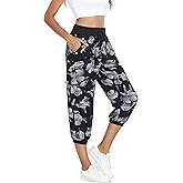 MISS MOLY Women's Cargo Capris Travel Pants Button Decor Summer Loose Harem Sweatpants Stylish Soft with Pockets