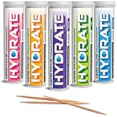 Xero Picks Hydrate - Electrolyte Flavored Toothpicks -100 Picks-Variety 5 Pack Sodium, Potasium, Magnesium, Calcium - Grape, Strawberry, Natural, Lime, Fruit Punch