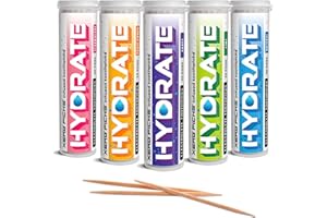 Xero Picks Hydrate - Electrolyte Flavored Toothpicks -100 Picks-Variety 5 Pack Sodium, Potasium, Magnesium, Calcium