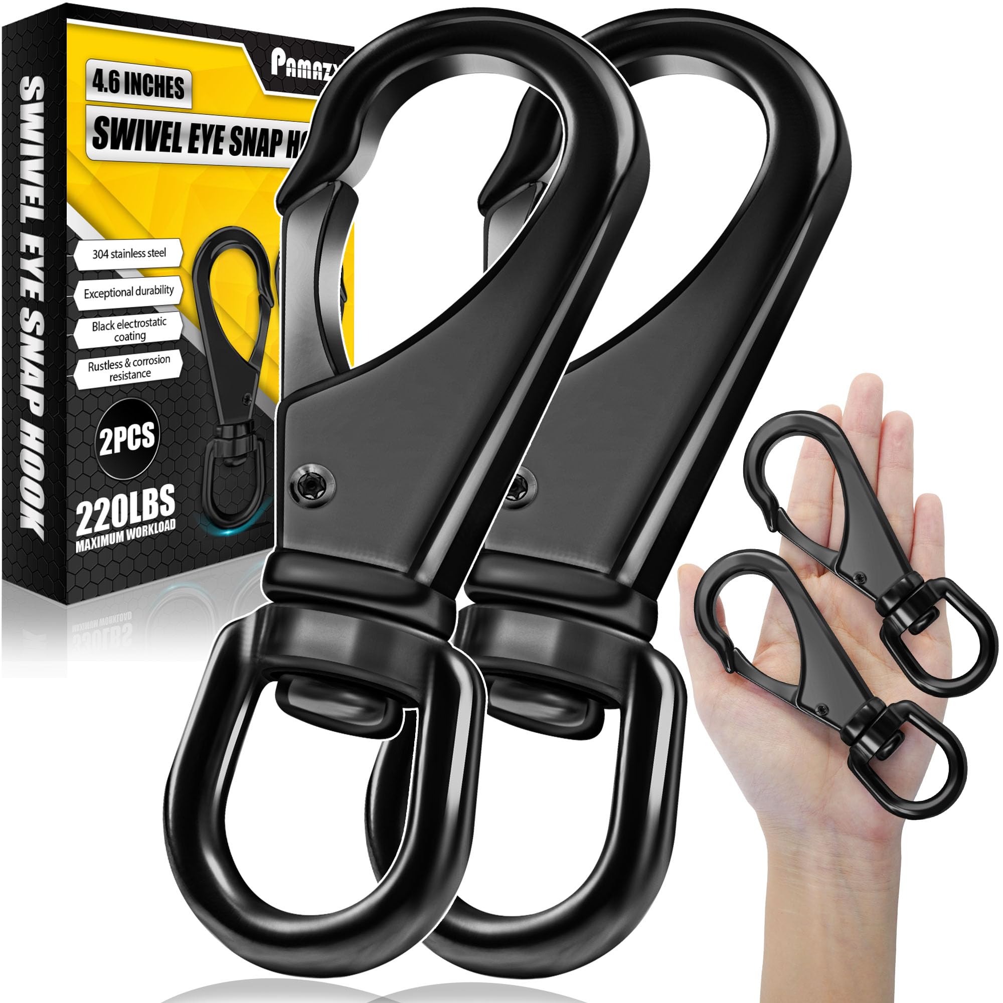 Photo 1 of [Extra Sturdy] 2Pcs 4.6” Stainless Steel Swivel Eye Snaps, 220 LBS Capacity Heavy Duty Flag Clips, Multipurpose Swivel Clips, Great for Marine, Sports, Luggages, Pets, Swings, Keychains