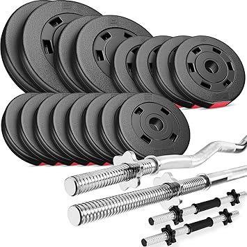 Trex Hantelset Lang-, Curl- und Kurzhantelstange mit Gewichten 50kg bis 160kg zur Wahl