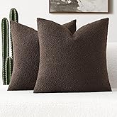 FUTEI Pack of 2 Dark Coffee Decorative Throw Pillow Covers 18x18 Inch Soft Cozy Solid Boucle Textured Cushion Case,Modern Home Decor for Couch Bed Living Room
