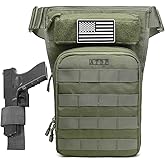 ATBP Motorcycle Tactical Drop Leg Thigh Bag with Holster Handgun Firearm Pistol Bag for Men Hunting Shooting Range Additional 3 Magazine Storage Slots
