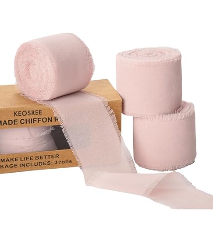 WANDIC Cinta De Gasa Con Flecos – 4 Rollos De 5m X 3,8 Cm, Color Rosa Suave, Ideal Para Envolver Ramos De Regalo Y Manualidades