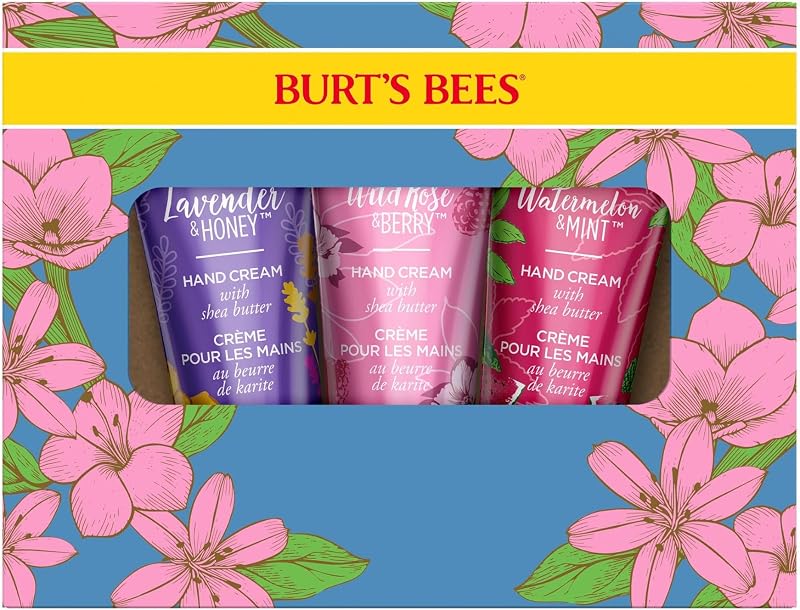 Burt's Bees Hand Cream Gift Set 3 Pack Lavender Honey Wild Rose Watermelon Mint