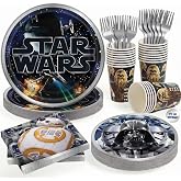 Star Wars Birthday Decorations - Plates, Napkins, Cups, Forks | Officially Licensed Party Decorations, Paper Dinnerware Made in USA, Serves 16 Guests