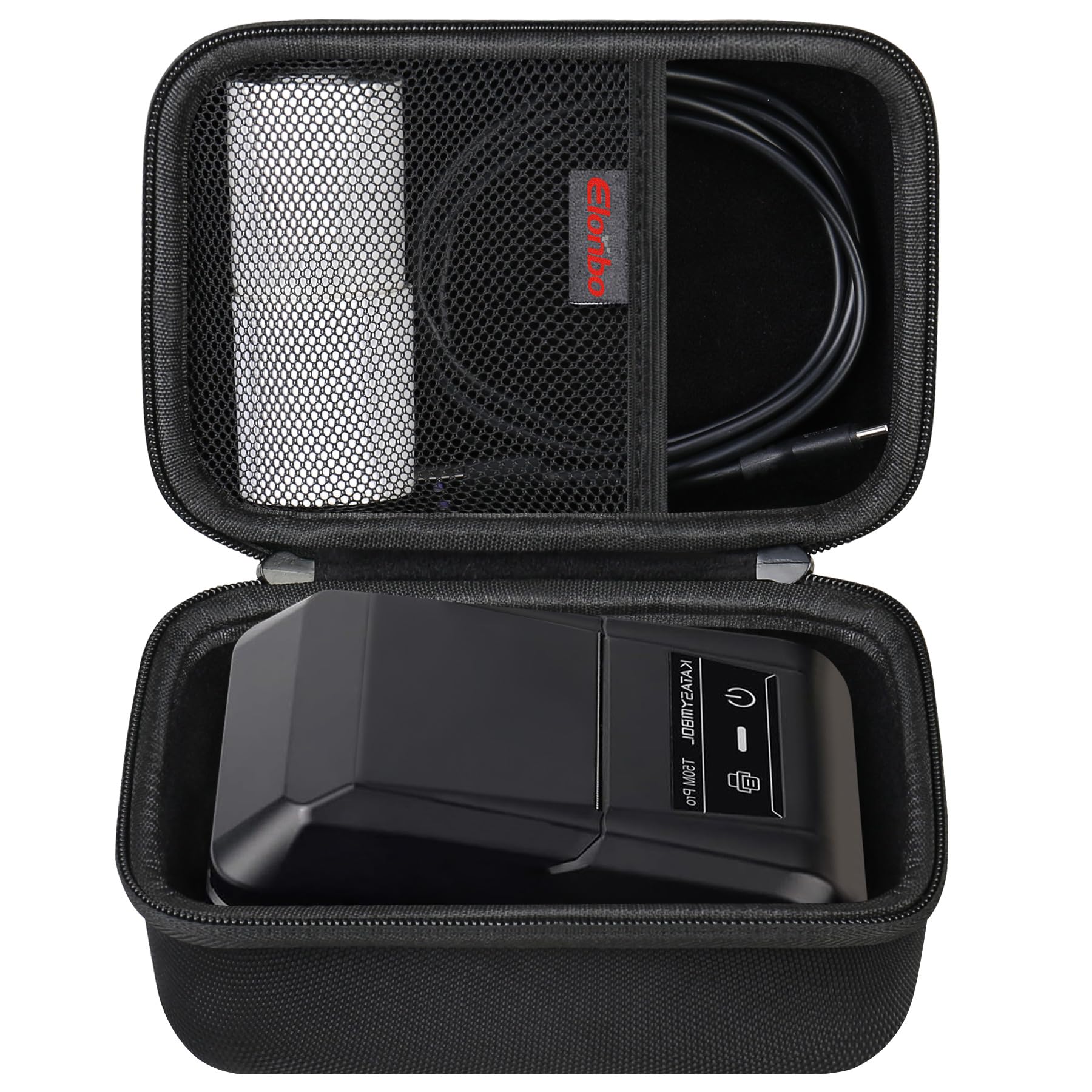 Elonbo Carrying Case for SUPVAN T50M Pro Bluetooth Label Maker Machine, Portable Inkless Bluetooth Barcode Label Printer Machine Storage Holder Bag, Extra Mesh Pocket Fits Labels Tapes Cable. Black