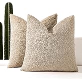EIHU HOME 18x18 Boucle Throw Pillow Covers, Set of 2, Oatmeal