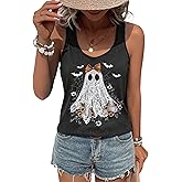 Halloween Tank Tops for Women Basic Witch Halloween Tank Tops Women Vintage Graphic Ghost Shirt Pumpkin Graphic