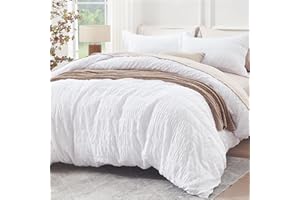 Newspin White Duvet Cover Queen, Ultrasonic Brushed Textured Duvet Cover Set 3 Pieces Bedding Set with Zipper Closure for All Season, 1 Duvet Cover 90x90 inches and 2 Pillow Shams (No Comforter)