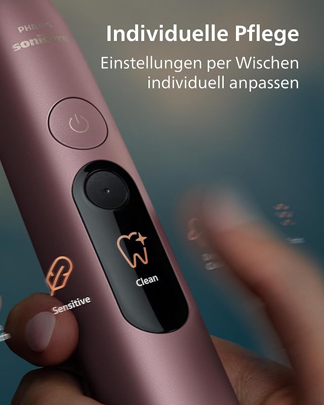 Sonicare Next-Generation DiamondClean 9000 elektrische Zahnbürste - intelligentes Feedback zur Putzabdeckung, intelligente Andruckkontrolle und 21 Einstellungen, Satin-Lila, HX9214/85