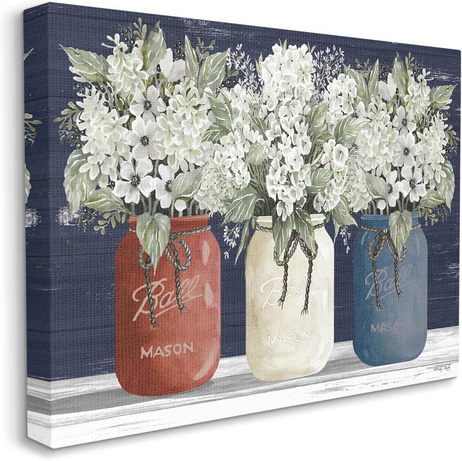 Posters & Prints - Stupell Industries Americana Floral Bouquets Rustic Flowers Country Pride, Designed by Cindy Jacobs Wall Art, 24 x 30, Canvas for Bedroom