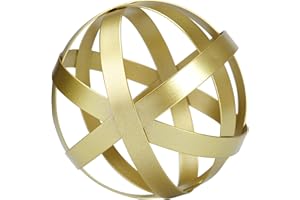 BYHER Gold Decor for Living Room Bedroom Bookshelf Coffee Table, Modern Style Figurine Decorative Ornaments Home Decor for Shelves (4.5" Modern Decorative Ball)