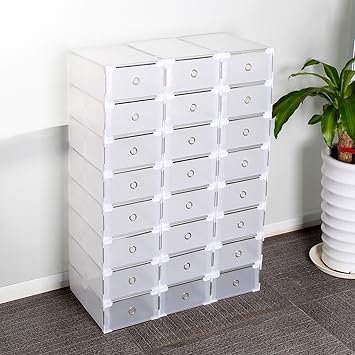 Allright 24 X Clear Shoe Boxes Plastic Foldable Stackable Shoe