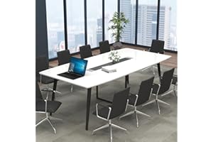 Loomie 8FT Conference Table, 94.49" L x 47.24" W x 29.53" H Meeting Seminar Table with Grommet, Large Boat Shaped Computer Desk, Boardroom Desk for Office Meeting Conference Room,White