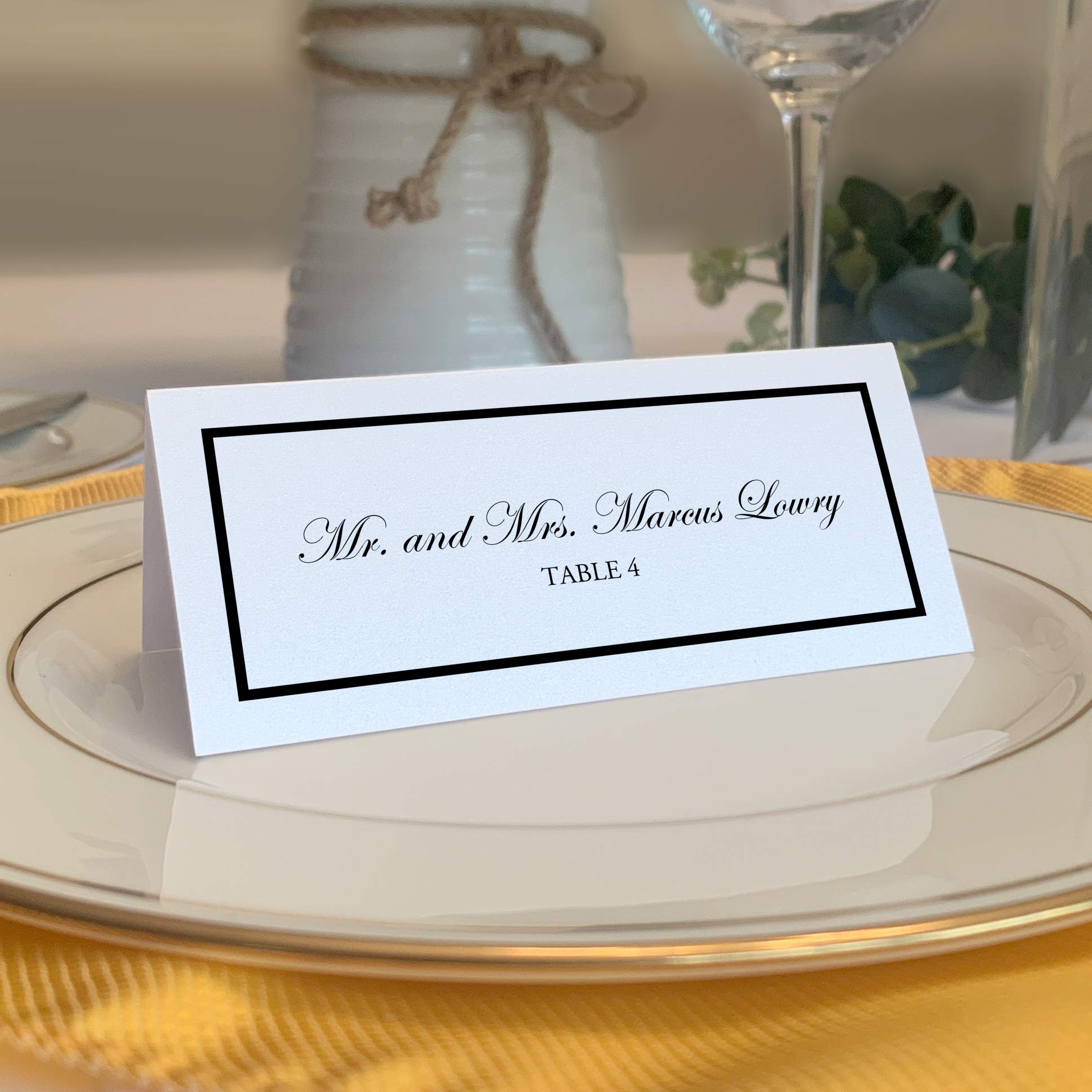 Photo 1 of Single Line Border Printable Place Cards, Black (Choose Color), Set of 60 (10 Sheets), Laser & Inkjet Printers - Wedding, Party, Dinner, and Special Events - Made in the USA