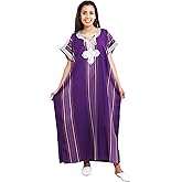 Moroccan Caftans Women Light Weight Linen Handmade One Size SMALL to LARGE Cover-up Lounge wear Ethnic Design Purple