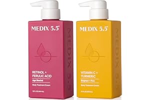 Medix 5.5 Retinol Body Cream + Vitamin C Lotion Anti Aging Wrinkles,Sagging Skin,Crepey Skin,Vitamin C Cream Brightens & Hydrates Dry Skin,Bundle(Body Butter),2 items,1.8 pounds