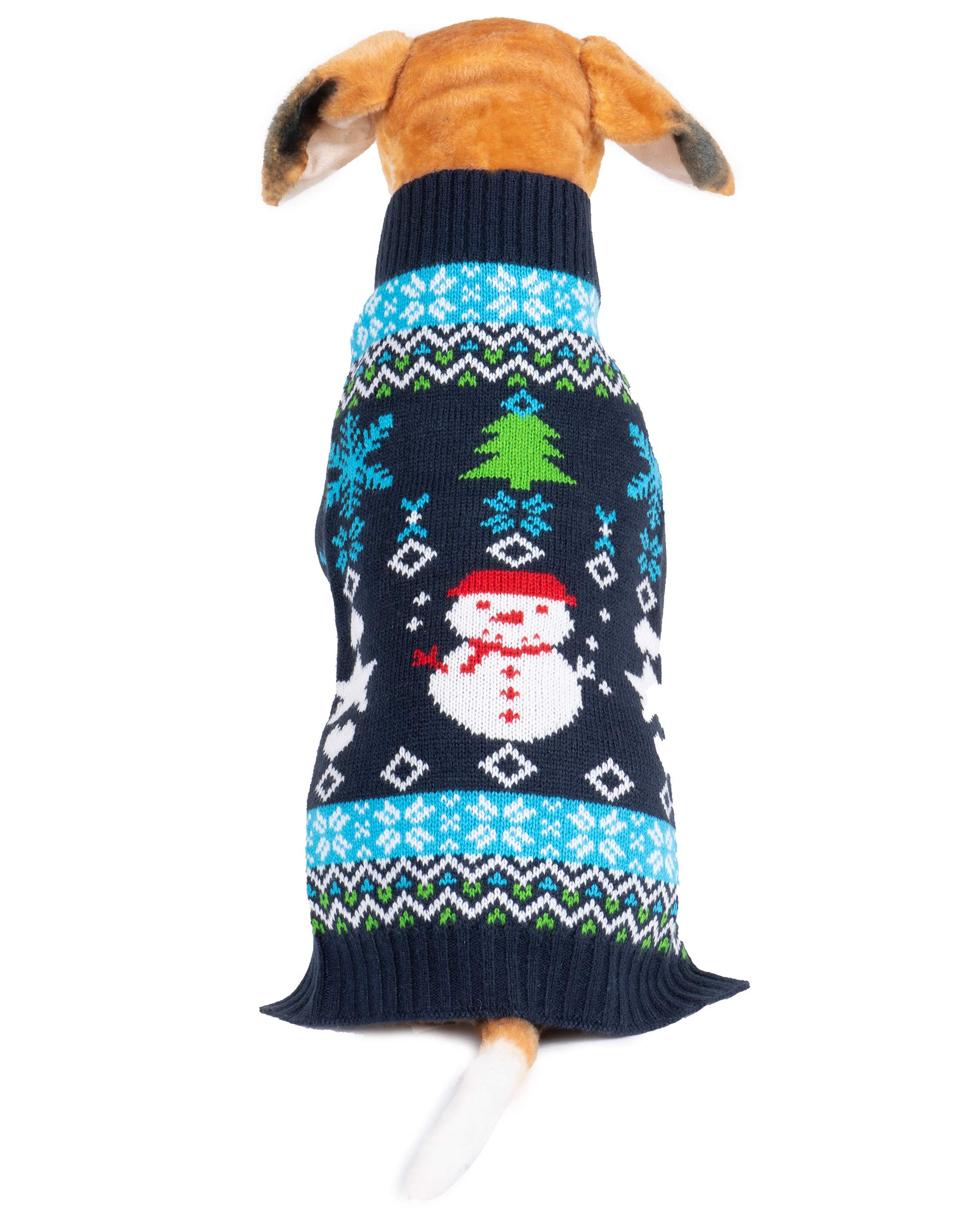 NOROZE Dog Christmas Jumper Warm Winter Clothes Puppy Snowman Elf Soft Coat Xmas Dogs Sweater Outfit (M, Snowman Navy)