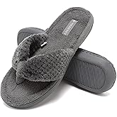 CIOR Women's Cozy Memory Foam Spa Thong Flip Flops House Indoor Slippers Plush Gridding Velvet Lining Clog Style-U1MTW017-0716