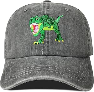 Hepandy Bestickte Baseballmützen für Männer und Frauen, Trex Dinosaurier (Dunkelgrau), Einheitsgröße