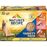 Nature’s Recipe Chicken, Salmon and Turkey Recipes Variety Pack Wet Dog Food, 12-2.75 oz. Cups, 2 Count