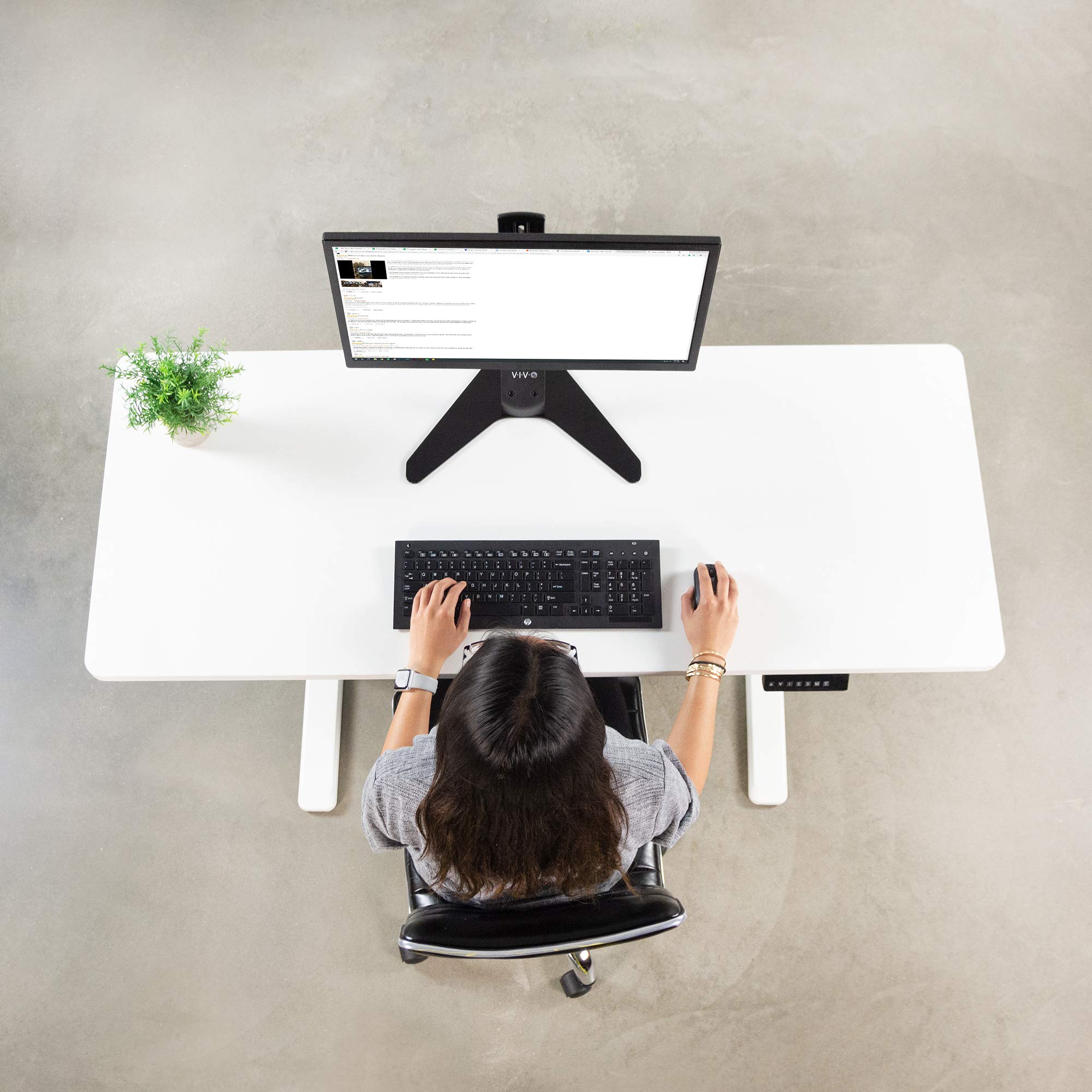 VIVO Electric Height Adjustable 60 x 24 inch Stand Up Desk, White Solid One-Piece Table Top, White Frame, Standing Workstation with Memory Preset Controller, DESK-KIT-1W6W