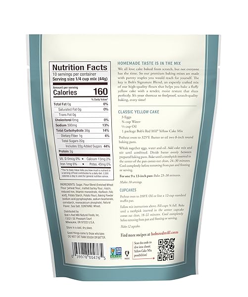 BOB’S RED MILL SIGNATURE YELLOW CAKE BAKING MIX, 15.5OZ (PACK OF 4) – NON GMO, KOSHER