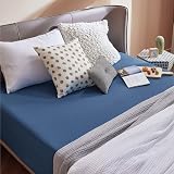 Bedsure Single Fitted Sheet Deep Pocket 16in Navy 90x190cm view 8