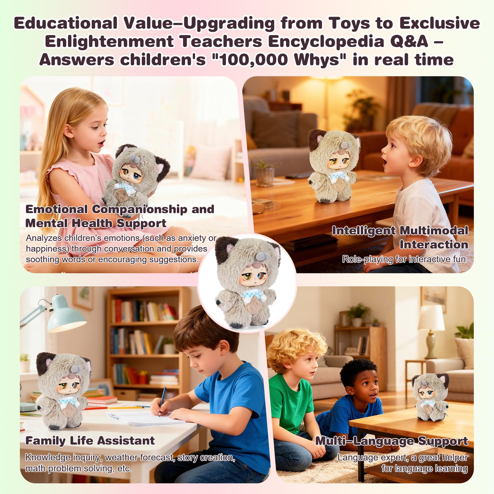 IvyBess AI Smart Stuffed Animal with ChatGPT-Real-Time Voice Interactive Plush Toy, Learning Assistant & Emotional Companion for Kids 3+ Interactive Plush Stuffed Animal Toys