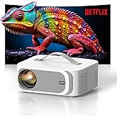 [AI OS/1500ANSI/Official-Apps] Projector 4K, Smart TV Projector Bluetooth 5.2 WiFi 6: Auto Keystone Focus, 30W Dolby Audio, N