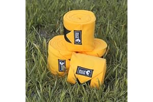 HackFond Horse Polo Leg Wraps, 10' Long Fleece Polo Wraps for Horses Set of 4, Horse Leg Bandages Stable Supplies Equestrian Boots Horse Leg Protection Mustard Yellow