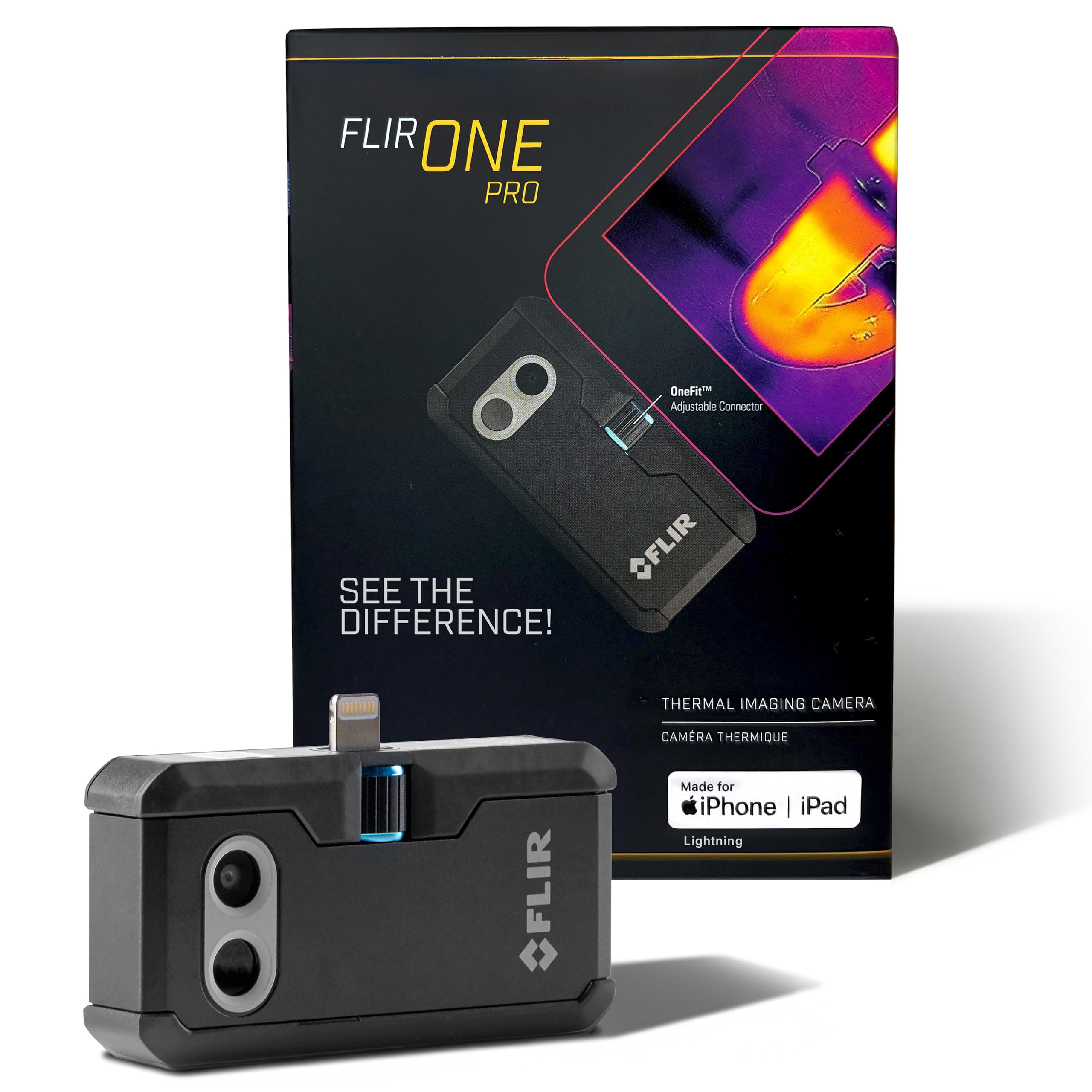 Flir One Pro - Thermal Imaging Camera for iOS Smartphones (iPhone 14 and older w/Lightning Port), 480x360 Super Resolution (160x120 native IR)
