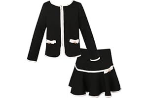 Richie House Girls Plaid Skirt 2P Set Long Sleeve Jacket Coat Party Dress Skirt Fall Outfit RHK3008