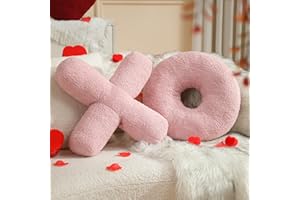 EastTree XO Pillows, Valentine's XO Shaped Pillow, Pink XO Throw Pillows, Love Pillows Gifts, Ultra Soft Teddy Fleece Valentine's Pillows, Women Girls Kid Valentine's Day Room Decor 14x14 Inch