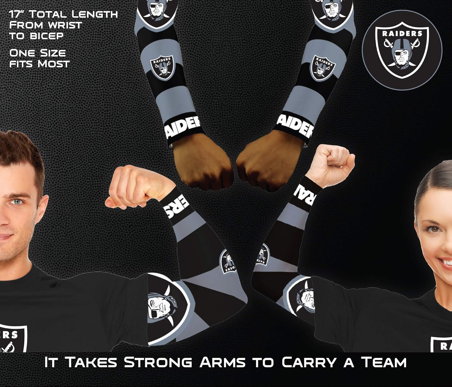 Littlearth NFL Oakland Raiders Strong Arms Sleeves,Black,17-Inch: Clothing