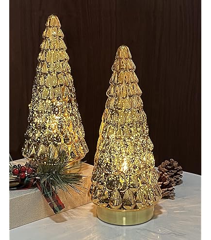 Amazon.com: Raz Set of 3 Champagne Gold Glittered Christmas