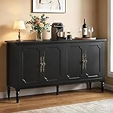 RoyalCraft Buffet Cabinet with Storage, 59" Painted Sideboard Coffee Bar | Vintage Kitchen Storage Cabinet with Adjustable Shelves, Mid Century Modern Credenza for Dining&amp; Living Room, Entryway, Black