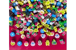 JSEHCHYA 400PCS Mini Fun Erasers for Kids Bulk,Cute Assorted Novelty Pencil Erasers Desk Pets for Kids Party Favors School Student Prizes Gift (400Christmas)