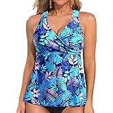 Tempt Me Women Tankini Top Only Flowy Swim Tops V Neck Bathing Suit Top