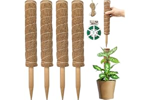 JINYICOCO 68 Inch Moss Stick for Potted Plants 4 Pcs 17 inch Plant Support for Climbing Plants Monstera, Coir Totem Pole Support for Climbing Plants,Creeper(Not Removable)