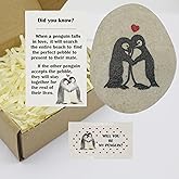 Valentines Day Gift for Her Him, Will You Be My Penguin Pebble Stone, Cute Romantic Valentines Day Gift for Husband, Wife, Boyfriend, Girlfriend, Anniversary Wedding Gift, Valentines Cards Favor