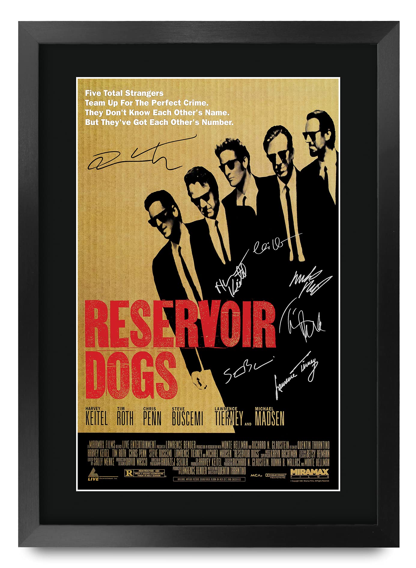 HWC Trading Reservoir Dogs Gifts Printed Poster Signed Autograph Picture for Movie Memorabilia Fans - A3 Framed