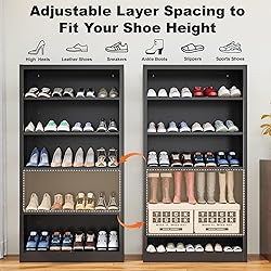 5-Space Heavy Duty Steel Shoe Rack, 4-Tier