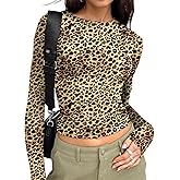Trendy Queen Womens Long Sleeve T Shirts Fall Fashion 2026 Basic Crop Tops Going Out Outfits Y2k Clothes