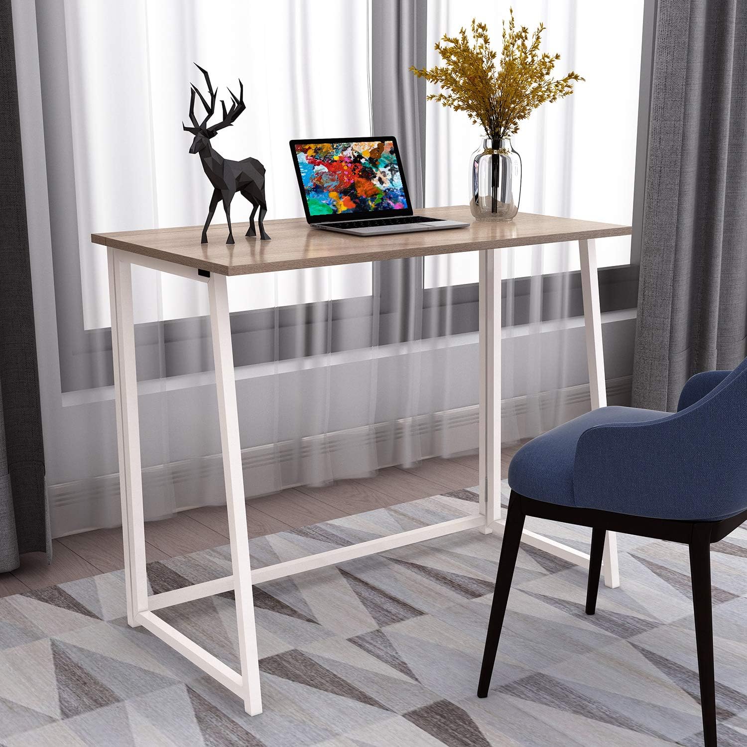 4NM Folding Desk, No-Assembly Small Computer Desk Home Office Desk Foldable Table Study Writing Desk Workstation for Small Space Offices: Home & Kitchen