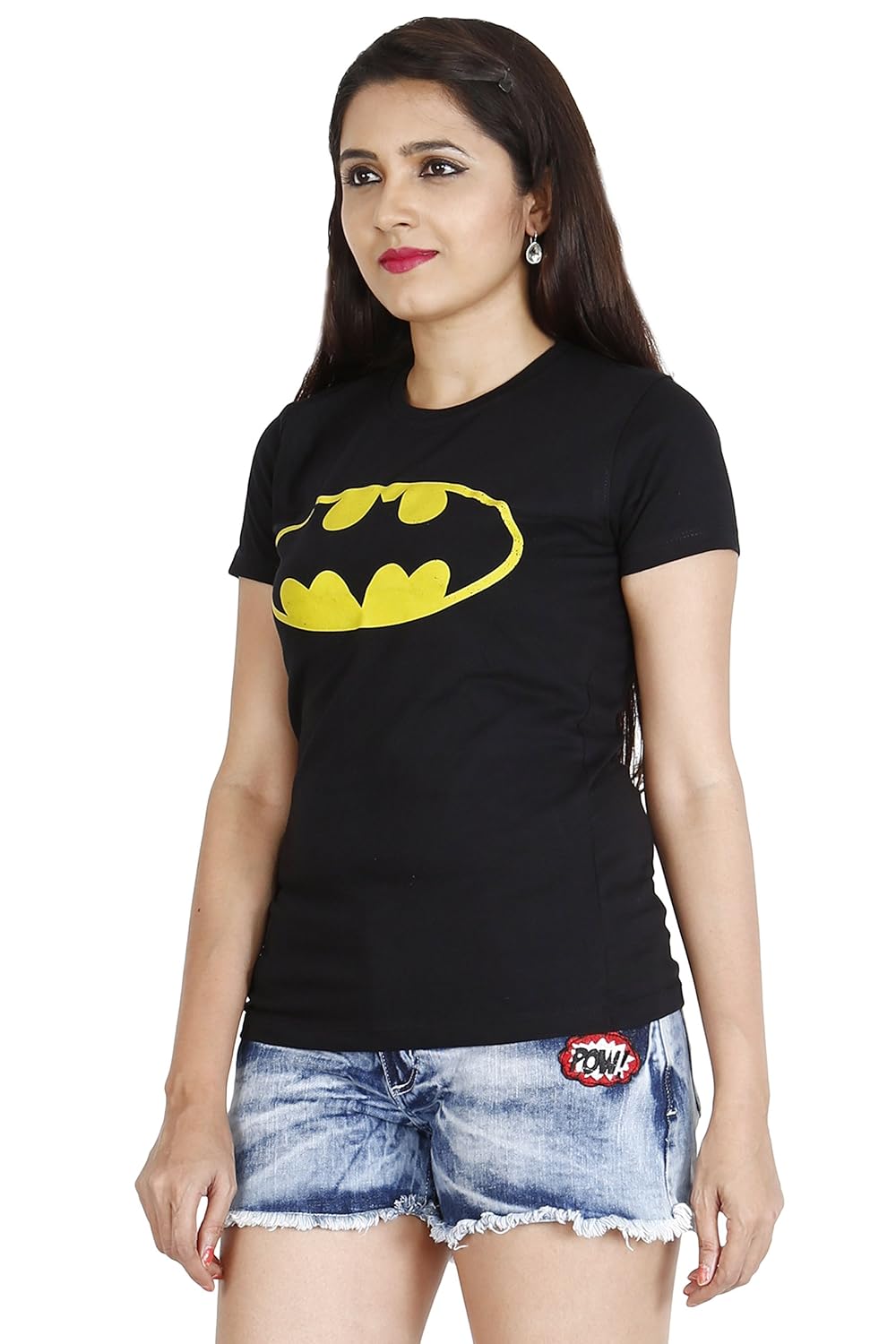 adalicia women's batman logo printed cotton round neck cotton t-shirt