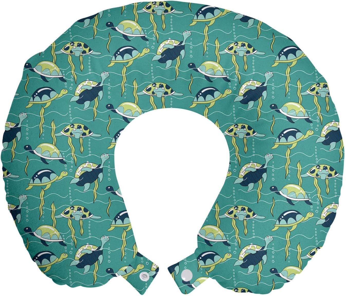Ambesonne Turtle Travel Pillow Neck Rest, Underwater