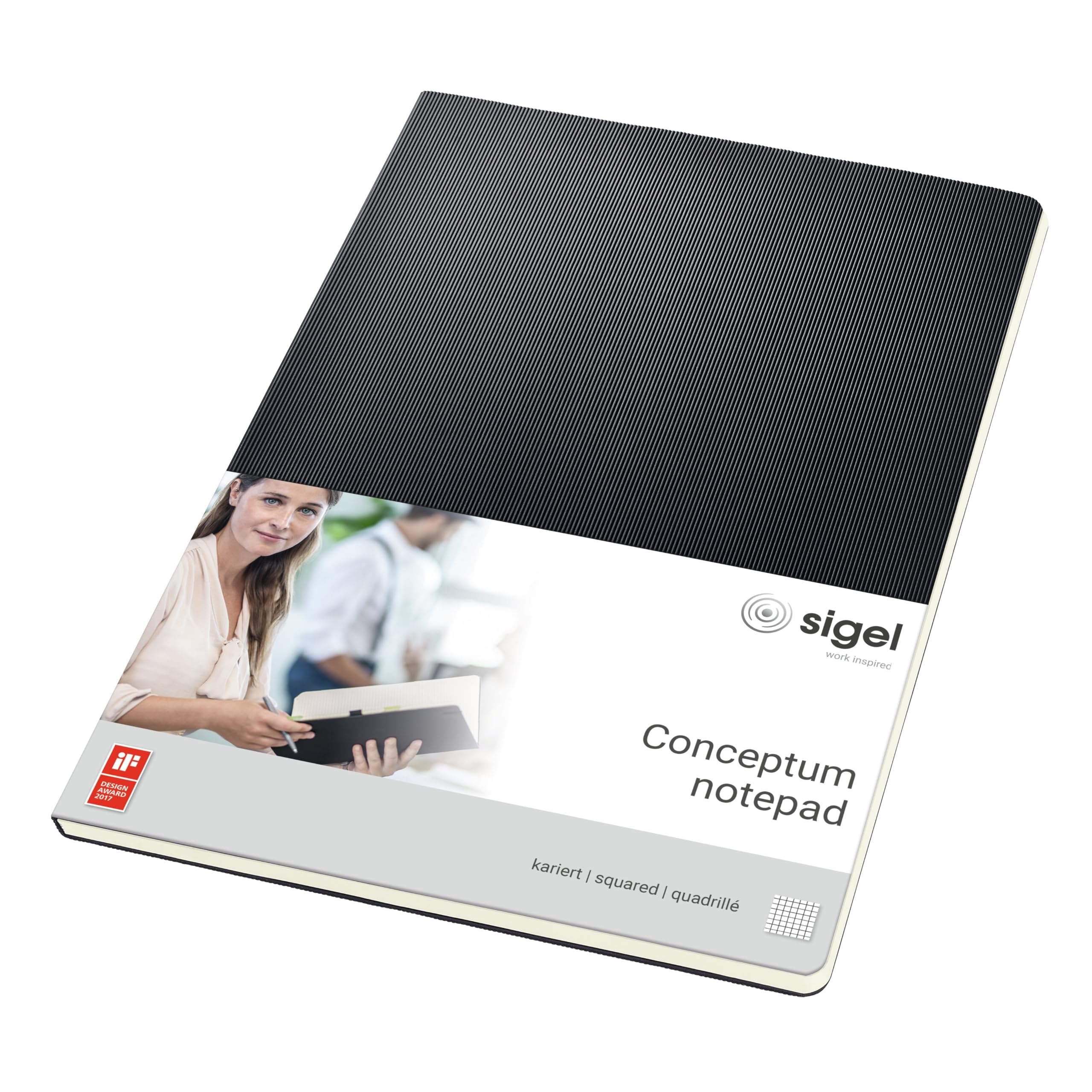SIGEL CO800 Notepad, approx. A4, squaRed, hardcover, Black - Conceptum — image 1