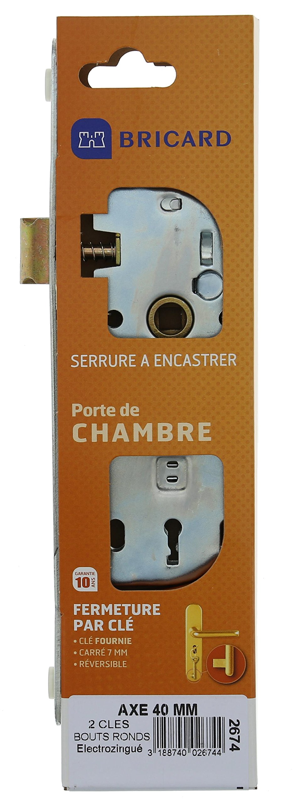 Bricard 2674 Door Lock for Interior Bedroom Electro-Galvanised